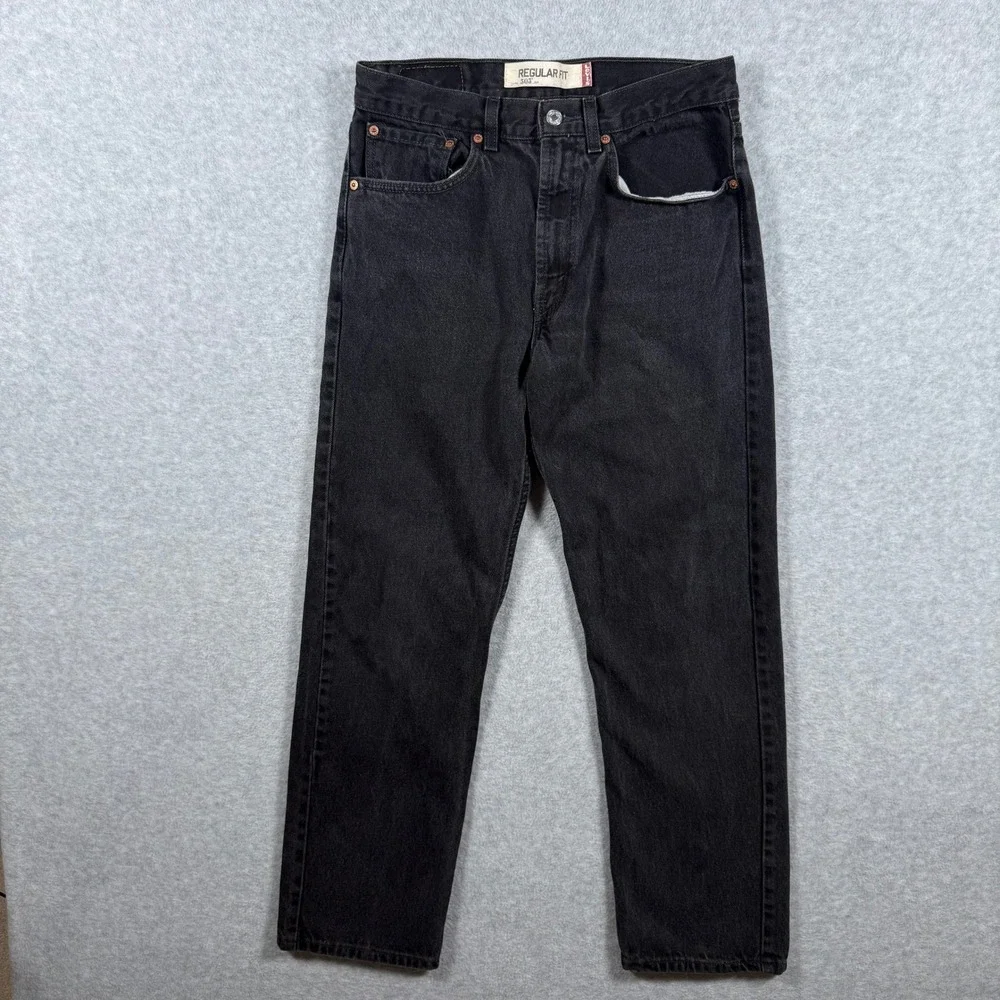 Levis 505 Regular Fit Black Denim Jeans Mens 32x30 Straight Leg Fits 30x29 y2k